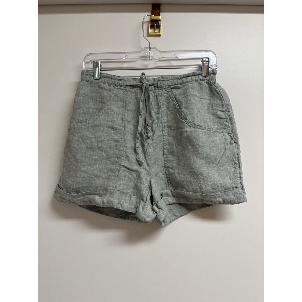 C&C California Shorts Small Sz Taupe 100% Linen Pull On Elastic Drawstring Boho